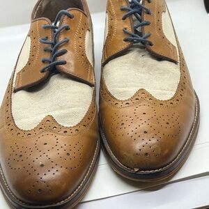 Johnston‎ Murphy Classic Brown and Cream Leather Wingtip Oxfords Size 11.5